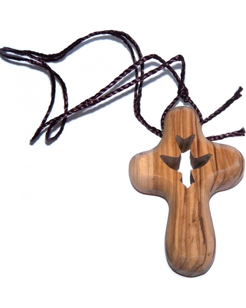 Holy Spirit the Comforter ... Olive wood Comforting Cross engraved with Dove - Necklace. Cross is about 2.5" and comes with C...