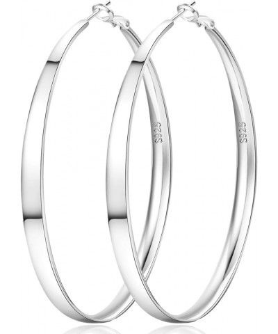 5MM Wide 925 Sterling Silver Hoop Earrings for Women Hypoallergenic Extra Large Silver Hoop Earrings Lightweight Oversize Big...