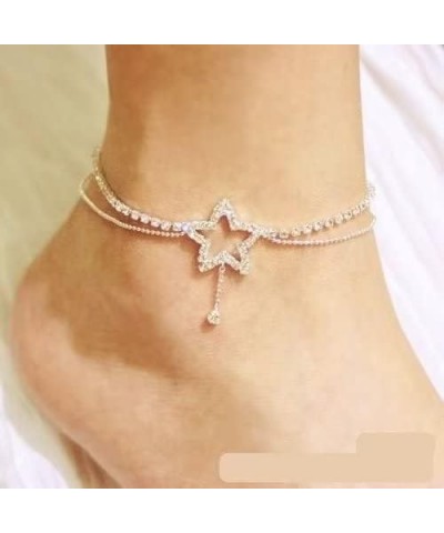 Silver Ankle Bracelet for Women Layered Anklet Sparkling Rhinestones Bead Anklet Trendy Stuff Under 5 Dollar Items Heart Love...