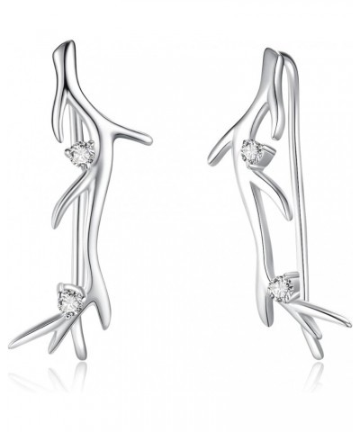 Ear Climbers Earrings for Women Sterling Silver Vintage Ear Crawler Earrings Jewelry Gifts for Women Girls Tree Branch $13.44...