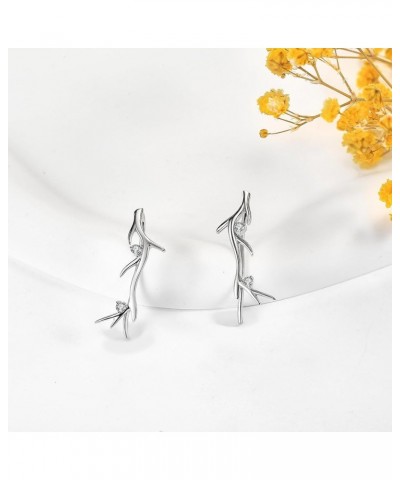 Ear Climbers Earrings for Women Sterling Silver Vintage Ear Crawler Earrings Jewelry Gifts for Women Girls Tree Branch $13.44...