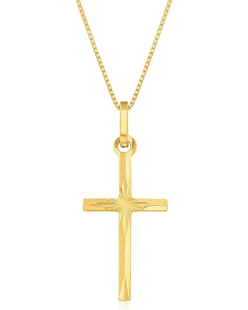 Italian 18kt Yellow Gold Diamond-Cut Cross Pendant Necklace 18.0 Inches $96.00 Necklaces