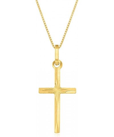 Italian 18kt Yellow Gold Diamond-Cut Cross Pendant Necklace 18.0 Inches $96.00 Necklaces