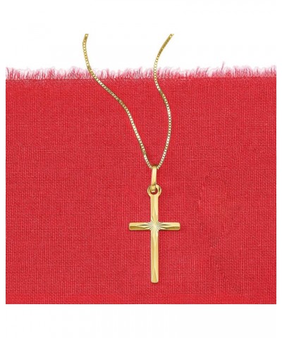 Italian 18kt Yellow Gold Diamond-Cut Cross Pendant Necklace 18.0 Inches $96.00 Necklaces