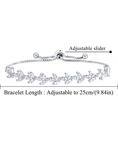 Adjustable Bridal Wedding Tennis Bracelets for Women, Marquise Teardrop Cubic Zirconia Jewelry Chain Bracelet for Party Prom ...