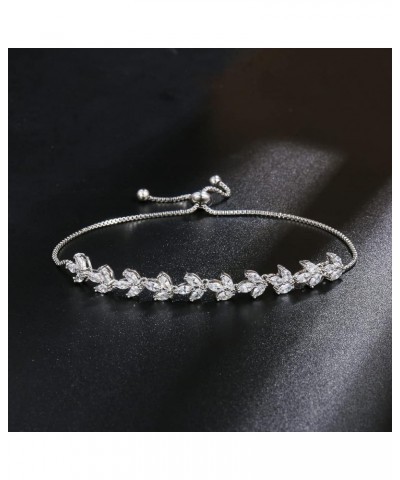 Adjustable Bridal Wedding Tennis Bracelets for Women, Marquise Teardrop Cubic Zirconia Jewelry Chain Bracelet for Party Prom ...