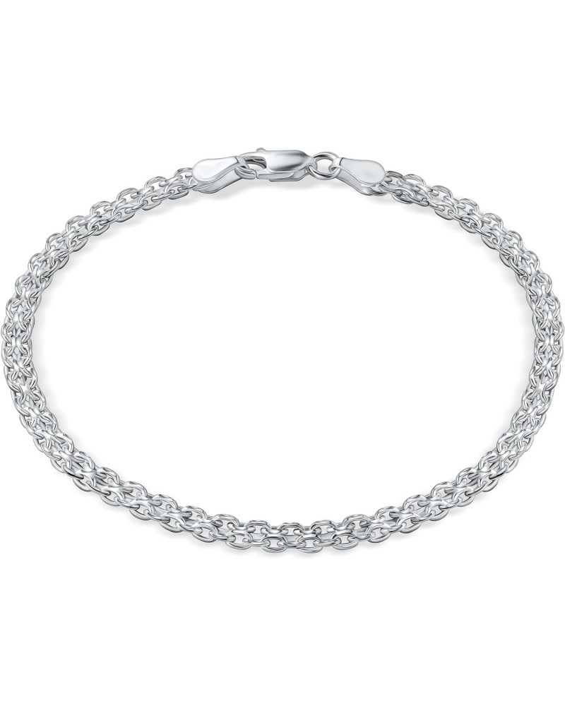 925 Sterling Silver Italian 3.5mm Bismark Mesh Link Chain Bracelet for Women, Made in Italy $11.19 Bracelets