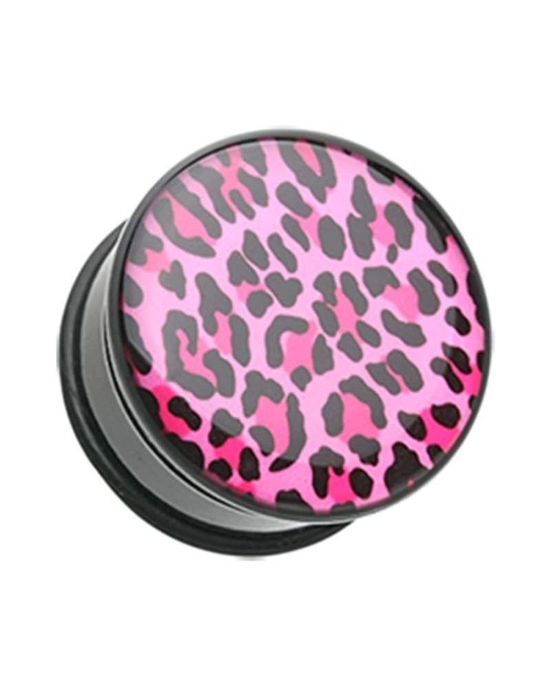 Roseate Pink Leopard Print Single Flared Ear Gauge WildKlass Plug 9/16" (14mm) $8.61 Body Jewelry