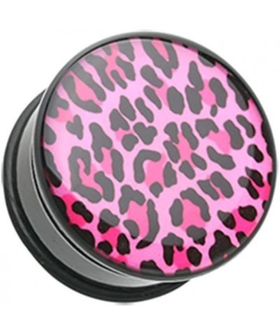 Roseate Pink Leopard Print Single Flared Ear Gauge WildKlass Plug 9/16" (14mm) $8.61 Body Jewelry