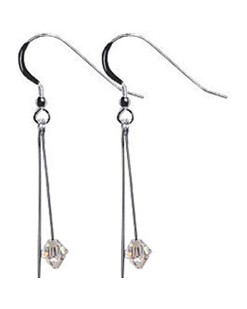 Cube & Bicone Shape Austrian Crystals 925 Sterling Silver 2.5 inch Dangle Earrings for Women Clear $12.25 Earrings