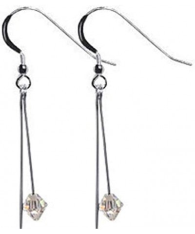 Cube & Bicone Shape Austrian Crystals 925 Sterling Silver 2.5 inch Dangle Earrings for Women Clear $12.25 Earrings