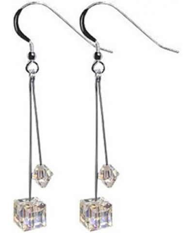 Cube & Bicone Shape Austrian Crystals 925 Sterling Silver 2.5 inch Dangle Earrings for Women Clear $12.25 Earrings