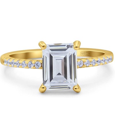 Emerald Cut Art Deco Wedding Ring Simulated Cubic Zirconia 925 Sterling Silver Yellow Tone, Simulated Cubic Zirconia $12.41 B...