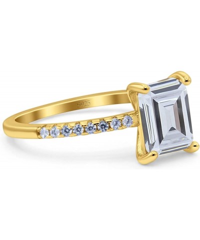 Emerald Cut Art Deco Wedding Ring Simulated Cubic Zirconia 925 Sterling Silver Yellow Tone, Simulated Cubic Zirconia $12.41 B...