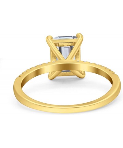 Emerald Cut Art Deco Wedding Ring Simulated Cubic Zirconia 925 Sterling Silver Yellow Tone, Simulated Cubic Zirconia $12.41 B...