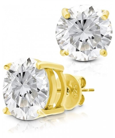 Sterling Silver 14K Solid White Gold Posts Cubic Zirconia Stud Earrings Yellow Gold 8 Millimeters $36.75 Earrings