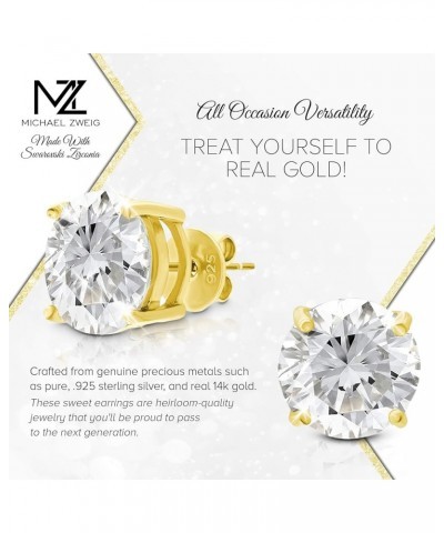 Sterling Silver 14K Solid White Gold Posts Cubic Zirconia Stud Earrings Yellow Gold 8 Millimeters $36.75 Earrings