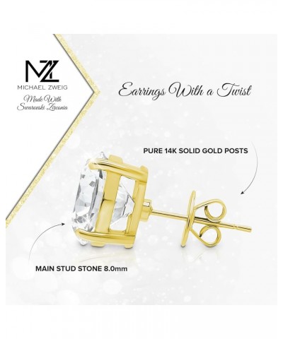 Sterling Silver 14K Solid White Gold Posts Cubic Zirconia Stud Earrings Yellow Gold 8 Millimeters $36.75 Earrings