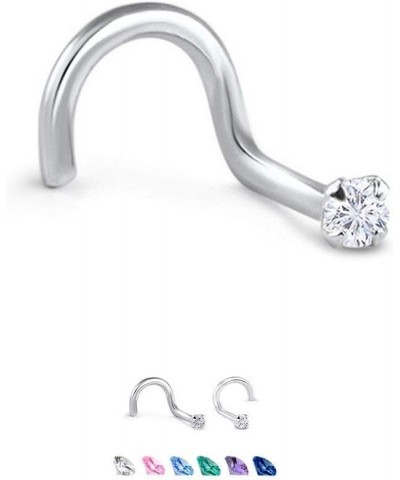 925 Sterling Silver Nose Screw Ring Tiny Micro 1mm CZ 22G Aqua-Right Nostril Screw $9.17 Body Jewelry