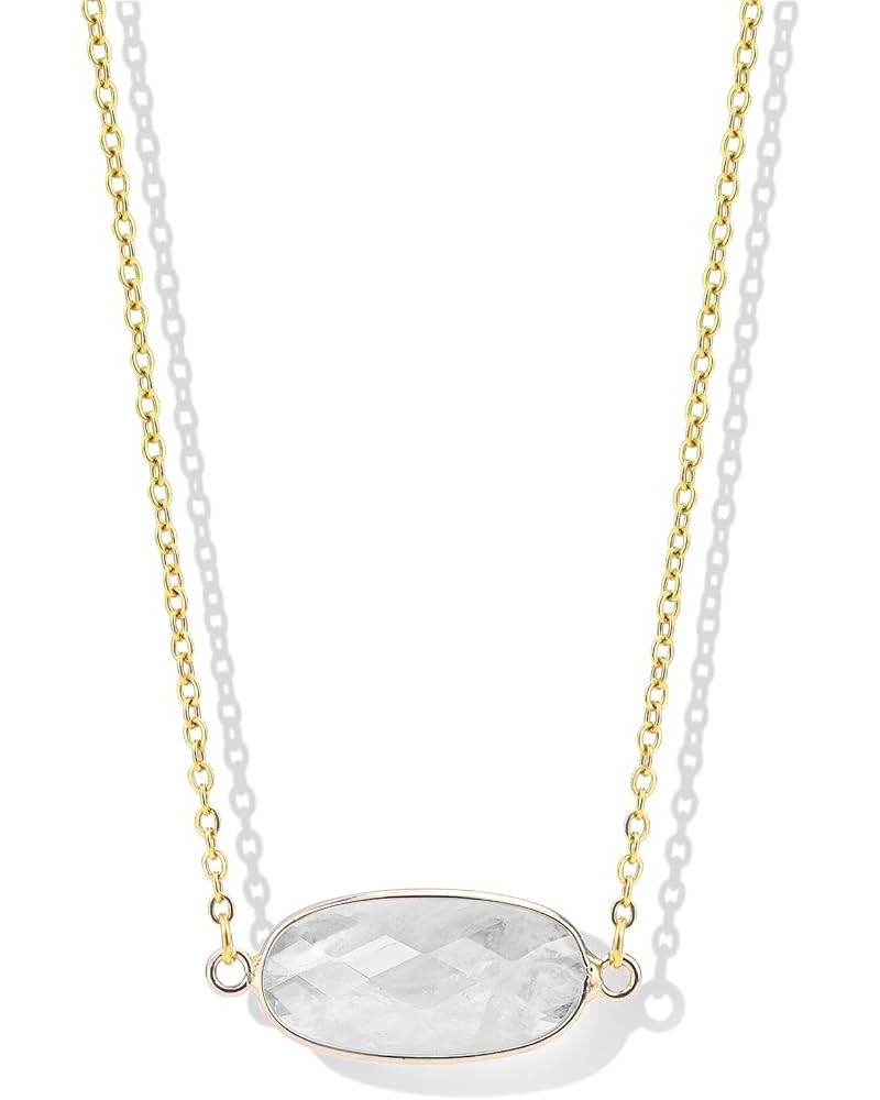 14K Gold Plated Gemstone Crystal Necklaces for Women Gold Necklace for Women white $10.30 Necklaces