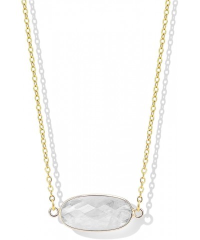 14K Gold Plated Gemstone Crystal Necklaces for Women Gold Necklace for Women white $10.30 Necklaces