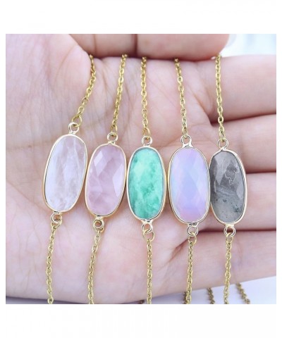 14K Gold Plated Gemstone Crystal Necklaces for Women Gold Necklace for Women white $10.30 Necklaces