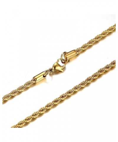 18 K Gold Plated, 3 mm Rope Chain 18,20 or 22 inches Long 20.0 Inches $12.80 Necklaces