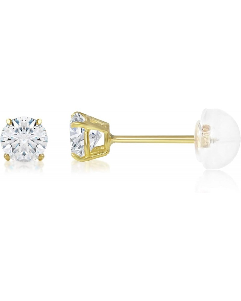 14K Gold Round Solitaire Cubic Zirconia CZ Stud Earrings in Yellow OR White 0.1-2.0 carat Yellow Gold - 4mm $23.22 Earrings