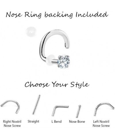 925 Sterling Silver Nose Screw Ring Tiny Micro 1mm CZ 22G Aqua-Right Nostril Screw $9.17 Body Jewelry