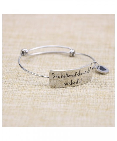 Inspirational Bible Verse Jewelry Christian Bangle Bracelets Women Empowerment Gift for Her She believed she could so she did...