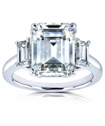 5 1/2 Carat TGW Three Stone Emerald Cut Moissanite Statement Engagement Ring in 14k White Gold $574.24 Rings