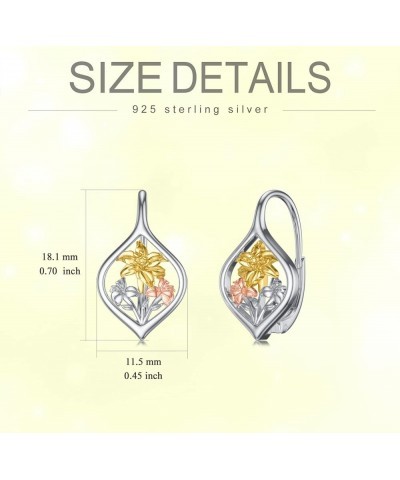 Birth Flower Leverback Earrings Sterling Silver Flower Leverback Earrings for Women Teens Birthday E-May $13.02 Earrings