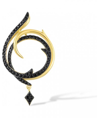 925 Sterling Silver Swirl Gemstone Pendant Black Spinel 14K Yellow Gold Plated Round Pendants for Women $13.99 Pendants