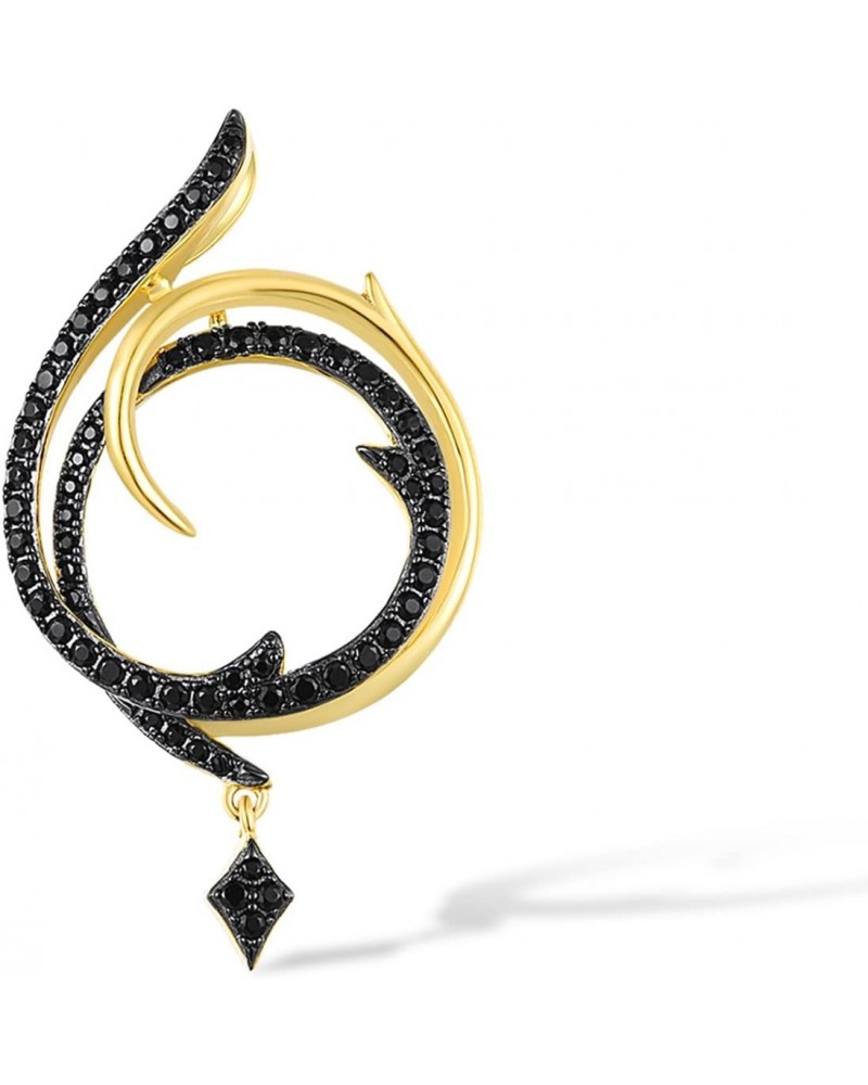 925 Sterling Silver Swirl Gemstone Pendant Black Spinel 14K Yellow Gold Plated Round Pendants for Women $13.99 Pendants