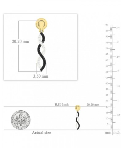 0.20 Carat (ctw) Round Black & White Diamond Swirl Dangle Earrings for Women in Gold 14K - Metal Stamp Screw Back Yellow Gold...