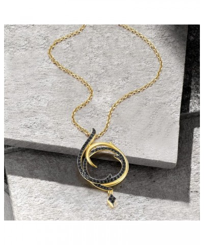 925 Sterling Silver Swirl Gemstone Pendant Black Spinel 14K Yellow Gold Plated Round Pendants for Women $13.99 Pendants