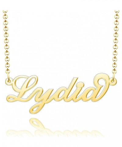 Name Necklace Personalized Gold Custom Name Plate Necklace Sterling Silver Lydia-Gold $19.37 Necklaces