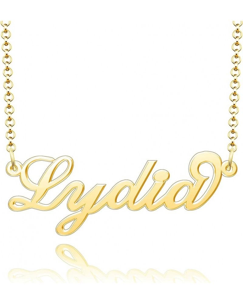 Name Necklace Personalized Gold Custom Name Plate Necklace Sterling Silver Lydia-Gold $19.37 Necklaces