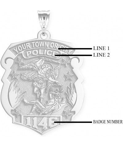 Saint Michael Personalized Police Badge with Department & Badge Number in Solid 10K Yellow Gold, 14k White Gold or Sterling S...