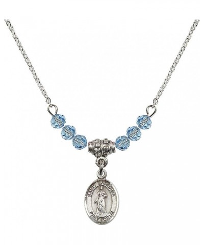 March Birth Month Bead Necklace with Catholic Patron Saint Petite Charm, 18 Inch Saint Barbara $26.60 Necklaces