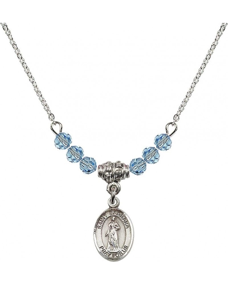 March Birth Month Bead Necklace with Catholic Patron Saint Petite Charm, 18 Inch Saint Barbara $26.60 Necklaces