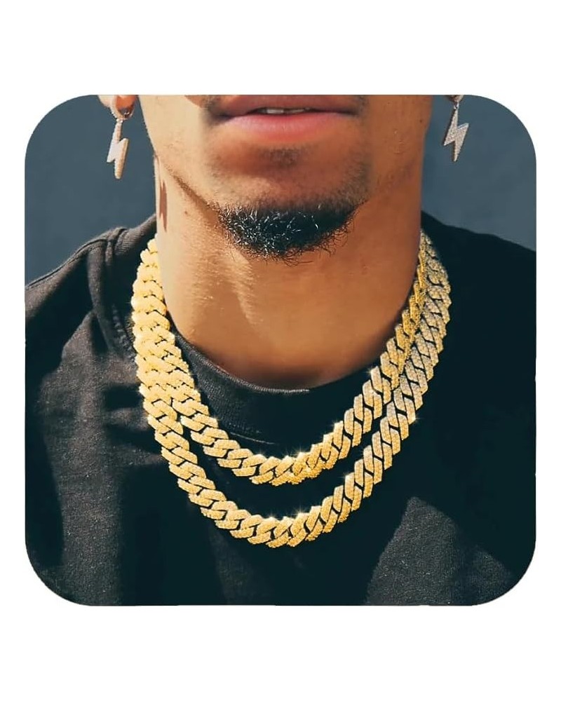 Mens Cuban Link Chain Silver/Gold 18'' 20'' 22'' 24'' Necklace Iced Out Thick Chain For Women Bling Diamond Cut Cuban Link Ch...