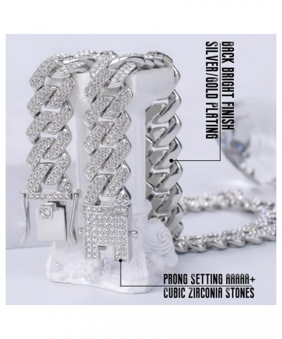 Mens Cuban Link Chain Silver/Gold 18'' 20'' 22'' 24'' Necklace Iced Out Thick Chain For Women Bling Diamond Cut Cuban Link Ch...