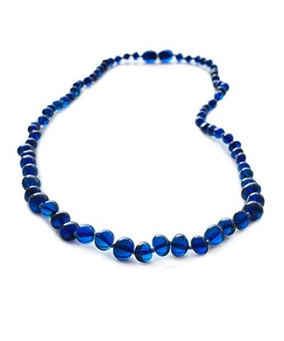 Amber Necklace for Women - HandMade Baltic Jewelry for Adult - 18 inch - 100% Genuine (Blue) Blue $16.51 Necklaces