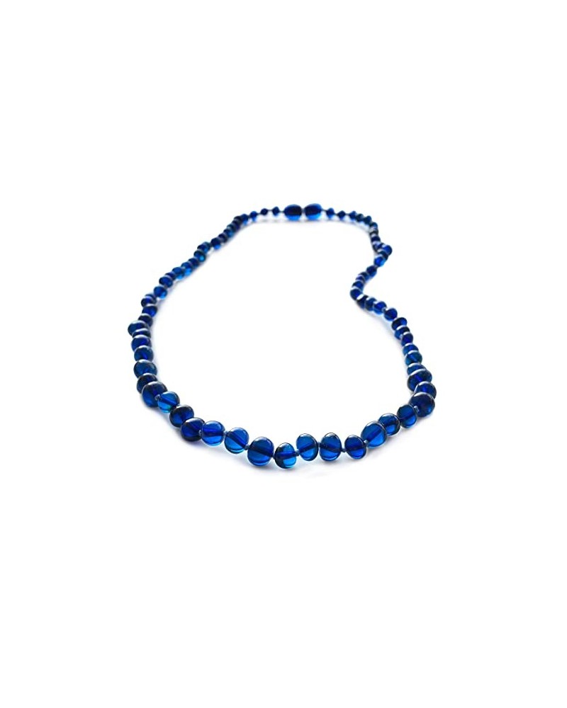 Amber Necklace for Women - HandMade Baltic Jewelry for Adult - 18 inch - 100% Genuine (Blue) Blue $16.51 Necklaces