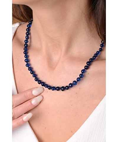 Amber Necklace for Women - HandMade Baltic Jewelry for Adult - 18 inch - 100% Genuine (Blue) Blue $16.51 Necklaces