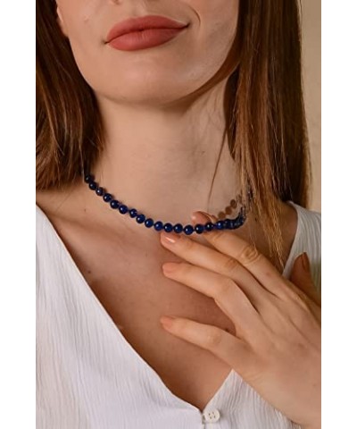 Amber Necklace for Women - HandMade Baltic Jewelry for Adult - 18 inch - 100% Genuine (Blue) Blue $16.51 Necklaces