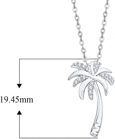 Gold or Sterling Silver Diamond Palm Tree Pendant Necklace (1/10 cttw, J-K, SI2-I1) White Gold 10k $42.00 Necklaces