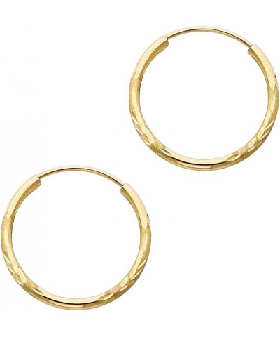 14K Yellow Or White Gold Earrings 1.5mm Bud Diamond-Cut Endless Hoop 19.0 Millimeters Yellow Gold $40.59 Earrings