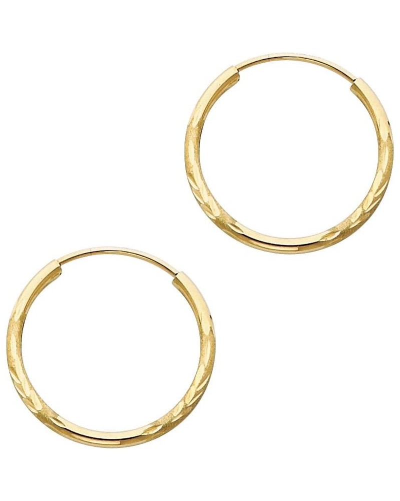 14K Yellow Or White Gold Earrings 1.5mm Bud Diamond-Cut Endless Hoop 19.0 Millimeters Yellow Gold $40.59 Earrings